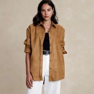 Banana Republic Vegan Suede Oversized Shirt Size L